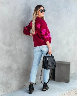 Happy As A Daisy Half Zip Pullover Sweater - FINAL SALE -clothes Sales happyasadaisyhalfzippulloversweater45