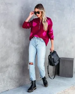 Happy As A Daisy Half Zip Pullover Sweater - FINAL SALE -clothes Sales happyasadaisyhalfzippulloversweater56