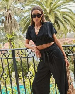 AAKA-001 Harmoni Paper Bag Waist Pocketed Pants - Black -clothes Sales harmonicallaredtopandpaperbagwaistpantsblack82620230 5a71731a 5695 4be9 a40f 84ff020f5ee8