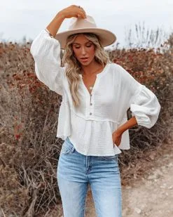 PROM-001 Havasu Crop Babydoll Top - White - FINAL SALE