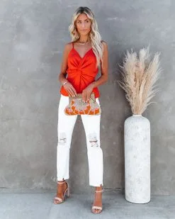 FLAW-001 I'm Yours Twist Tank - Orange Coral - FINAL SALE -clothes Sales imyourstwisttankorangecoral2