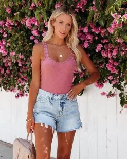 Industry Cotton Blend Ribbed Studded Tank - Rose - FINAL SALE