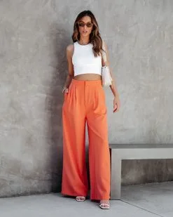 SALT-001 Ivana High Waisted Pocketed Pants - Orange