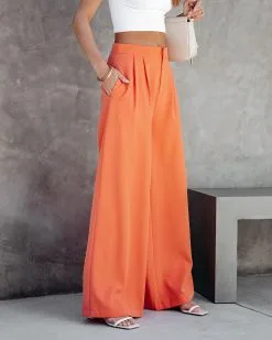 SALT-001 Ivana High Waisted Pocketed Pants - Orange -clothes Sales ivanahighwaistedpocketedpantsorange 5