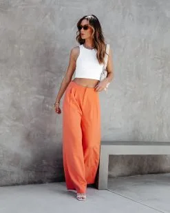 SALT-001 Ivana High Waisted Pocketed Pants - Orange -clothes Sales ivanahighwaistedpocketedpantsorange 7