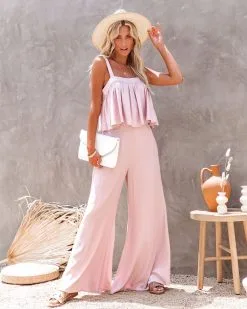 Jacinta Pocketed High Rise Wide Leg Pants - Powder - FINAL SALE -clothes Sales jacintapocketedhighrisewidelegpantsandtankpowder8