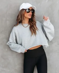 Janice Cotton Long Sleeve Top - Heather Grey - FINAL SALE
