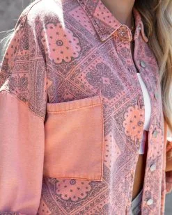 POL-001 Janice Cotton Pocketed Bandana Shacket - FINAL SALE -clothes Sales janicecottonpocketedbandanashacket103