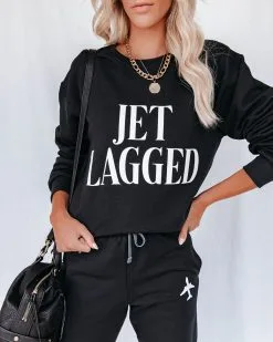 Jet Lagged Cotton Blend Sweatshirt -clothes Sales jetlaggedcottonblendsweatshirtandpocketedjoggers22