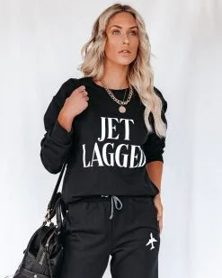 Jet Lagged Cotton Blend Sweatshirt -clothes Sales jetlaggedcottonblendsweatshirtandpocketedjoggers28