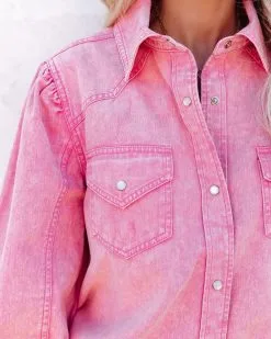 Jiana Distressed Denim Button Down Top - Pink - FINAL SALE 12 Jiana Distressed Denim Button Down Top - Pink - FINAL SALE -clothes Sales jianadistresseddenimbuttondowntoppink1126