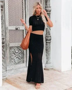 FORE-001 Joplin Cotton Maxi Skirt - Black - FINAL SALE -clothes Sales joplincottonshortsleevecroptopandmaxiskirtblack1 7906f172 a02a 47a4 94c6 c5074381f8a9