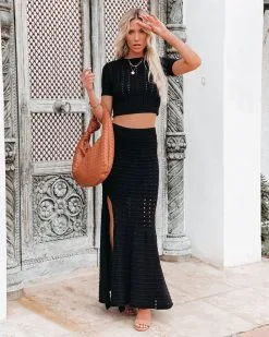 FORE-001 Joplin Cotton Maxi Skirt - Black - FINAL SALE -clothes Sales joplincottonshortsleevecroptopandmaxiskirtblack3