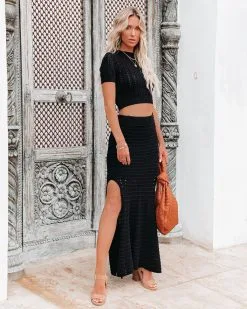 FORE-001 Joplin Cotton Maxi Skirt - Black - FINAL SALE