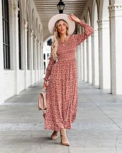Justina Floral Smocked Maxi Dress - FINAL SALE -clothes Sales justinafloralsmockedmaxidress76