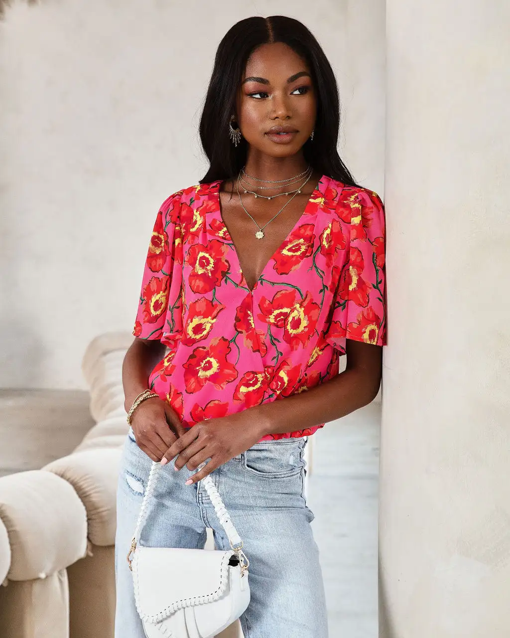 SALT-001 Kaliana Floral Flutter Sleeve Bodysuit - FINAL SALE 7 SALT-001 Kaliana Floral Flutter Sleeve Bodysuit - FINAL SALE - Image 7