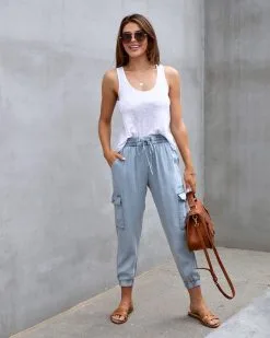 Karissa Drawstring Cargo Pocketed Joggers - Denim - FINAL SALE 13 Karissa Drawstring Cargo Pocketed Joggers - Denim - FINAL SALE -clothes Sales karissadrawstringcargopocketedjoggersdenim26