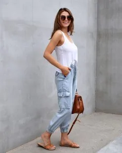 Karissa Drawstring Cargo Pocketed Joggers - Denim - FINAL SALE 15 Karissa Drawstring Cargo Pocketed Joggers - Denim - FINAL SALE -clothes Sales karissadrawstringcargopocketedjoggersdenim48