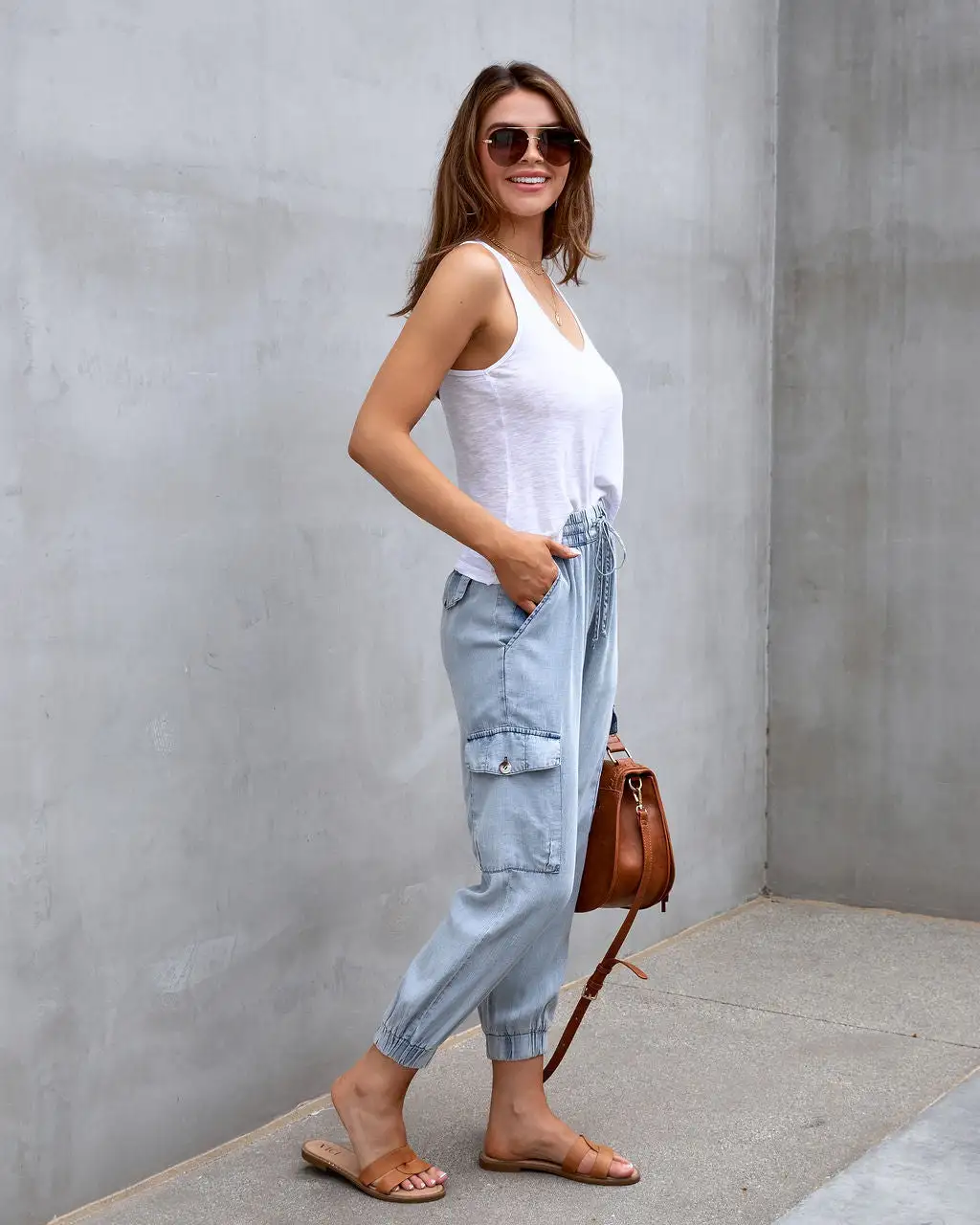 Karissa Drawstring Cargo Pocketed Joggers - Denim - FINAL SALE 8 Karissa Drawstring Cargo Pocketed Joggers - Denim - FINAL SALE - Image 8