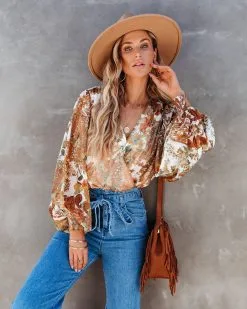 SALT-001 Kathy Floral Drape Bodysuit - FINAL SALE