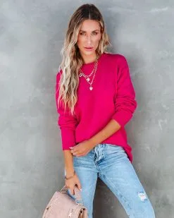 Korey Knit Oversized Pullover Sweater - Bright Pink - FINAL SALE