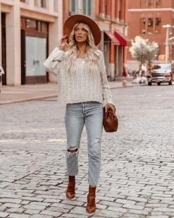 Kye Cotton Blend Knit Sweater - Oatmeal - FINAL SALE -clothes Sales kyecottonblendknitsweateroatmeal2