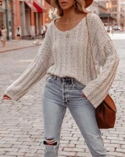 Kye Cotton Blend Knit Sweater - Oatmeal - FINAL SALE -clothes Sales kyecottonblendknitsweateroatmeal26