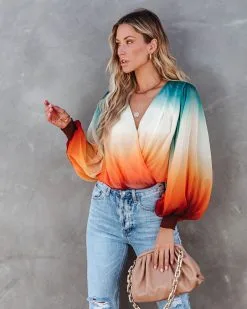 SALT-001 Kylah Ombre Drape Bodysuit - Teal Multi - FINAL SALE 17 SALT-001 Kylah Ombre Drape Bodysuit - Teal Multi - FINAL SALE -clothes Sales kylahombredrapebodysuittealmulti110