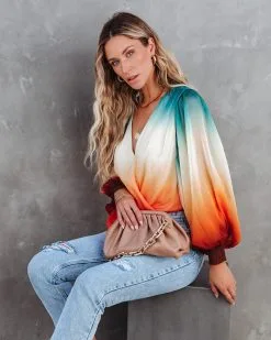 SALT-001 Kylah Ombre Drape Bodysuit - Teal Multi - FINAL SALE 15 SALT-001 Kylah Ombre Drape Bodysuit - Teal Multi - FINAL SALE -clothes Sales kylahombredrapebodysuittealmulti158