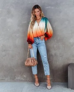 SALT-001 Kylah Ombre Drape Bodysuit - Teal Multi - FINAL SALE 14 SALT-001 Kylah Ombre Drape Bodysuit - Teal Multi - FINAL SALE -clothes Sales kylahombredrapebodysuittealmulti4