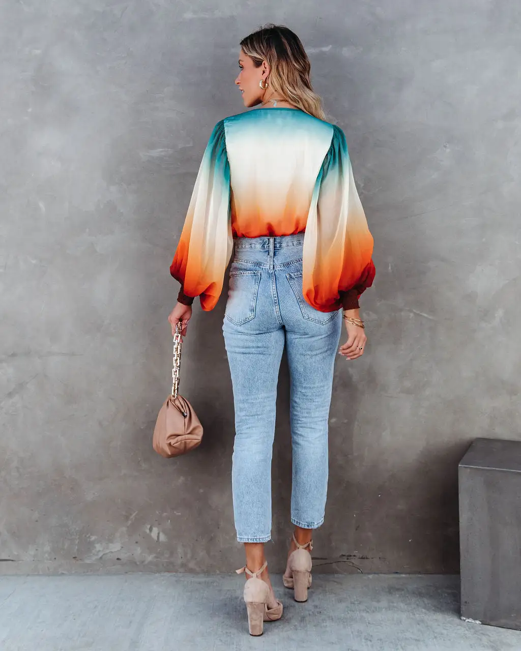 SALT-001 Kylah Ombre Drape Bodysuit - Teal Multi - FINAL SALE 2 SALT-001 Kylah Ombre Drape Bodysuit - Teal Multi - FINAL SALE - Image 2