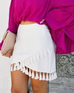 FATE-001 La Casa Wrap Tassel Skirt - Cream - LAST CHANCE 13 FATE-001 La Casa Wrap Tassel Skirt - Cream - LAST CHANCE -clothes Sales lacasawraptasselskirtcream75