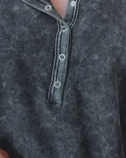 Layth Cotton Mineral Wash Crop Henley Top - Charcoal - FINAL SALE -clothes Sales laythcottonmineralwashcrophenleytopcharcoal16