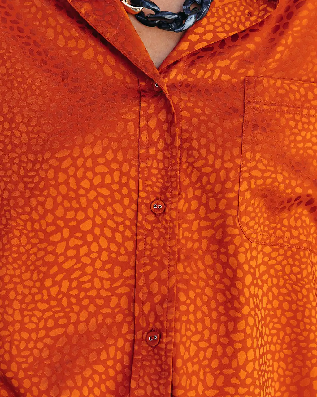 DEE-001 Layton Satin Embossed Button Down Blouse - Rust - FINAL SALE 5 DEE-001 Layton Satin Embossed Button Down Blouse - Rust - FINAL SALE - Image 5