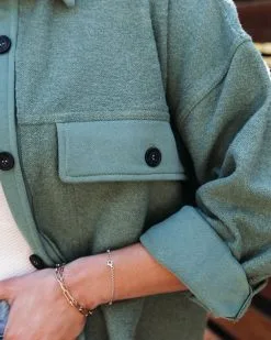 ACOA-001 Lexie Cotton Blend Button Down Shacket - Forest - FINAL SALE -clothes Sales lexiecottonblendbuttondownshacketforest30