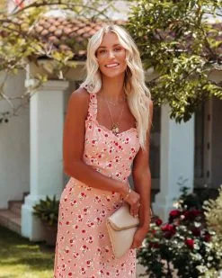 Like A Peach Floral Ruffle Maxi Dress - LAST CHANCE -clothes Sales likeapeachfloralrufflemaxidress117