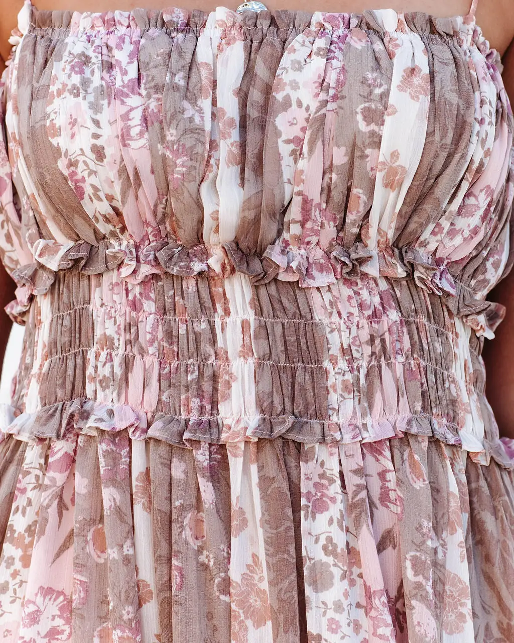 Lilyanne Floral Smocked Tie Strap Maxi Dress - Blush Multi - LAST CHANCE 2 Lilyanne Floral Smocked Tie Strap Maxi Dress - Blush Multi - LAST CHANCE - Image 2