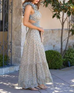 FATE-001 Living For Love Floral Ruffle Chiffon Maxi Dress - LAST CHANCE -clothes Sales livingforlovefloralrufflechiffonmaxidress176