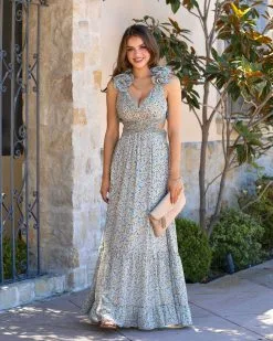 FATE-001 Living For Love Floral Ruffle Chiffon Maxi Dress - LAST CHANCE -clothes Sales livingforlovefloralrufflechiffonmaxidress30