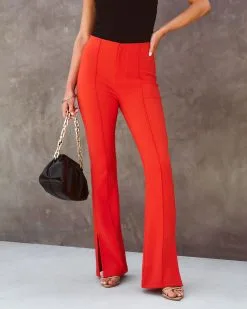 Londynn High Waisted Flare Split Hem Pants - Poppy 11 Londynn High Waisted Flare Split Hem Pants - Poppy -clothes Sales londynnhighwaistedflaresplithempantspoppy131