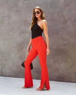 Londynn High Waisted Flare Split Hem Pants - Poppy 12 Londynn High Waisted Flare Split Hem Pants - Poppy -clothes Sales londynnhighwaistedflaresplithempantspoppy171