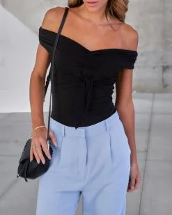 BLUE-001 Look This Way Off The Shoulder Bodysuit - Black - SALE