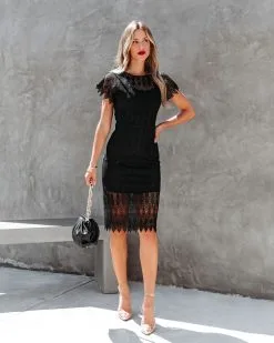 Love At First Glance Crochet Lace Midi Dress - Black - FINAL SALE