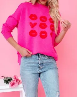 Love At First Sight Knit Sweater - Pink - FINAL SALE -clothes Sales loveatfirstsightknitsweaterpink13