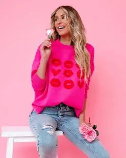 Love At First Sight Knit Sweater - Pink - FINAL SALE -clothes Sales loveatfirstsightknitsweaterpink18