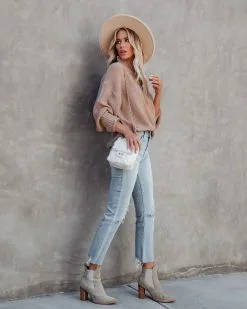 Love Endures Mock Neck Knit Sweater - Taupe - FINAL SALE -clothes Sales loveenduresmockneckknitsweatertaupe11