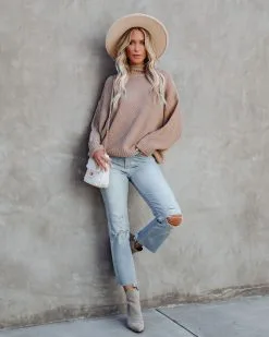 Love Endures Mock Neck Knit Sweater - Taupe - FINAL SALE -clothes Sales loveenduresmockneckknitsweatertaupe2