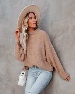 Love Endures Mock Neck Knit Sweater - Taupe - FINAL SALE -clothes Sales loveenduresmockneckknitsweatertaupe37