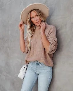 Love Endures Mock Neck Knit Sweater - Taupe - FINAL SALE