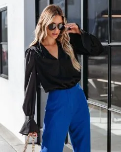 ACOA-001 Luna Satin Ruffle Bodysuit - Black - FINAL SALE -clothes Sales lunasatinrufflebodysuitblack111